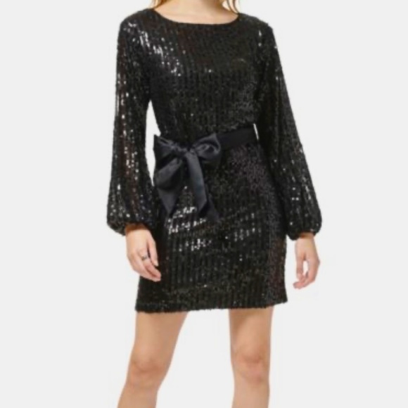Karl Lagerfeld Dresses & Skirts - Brand new belted sequin mini black Karl Lagerfeld dress, size 2.